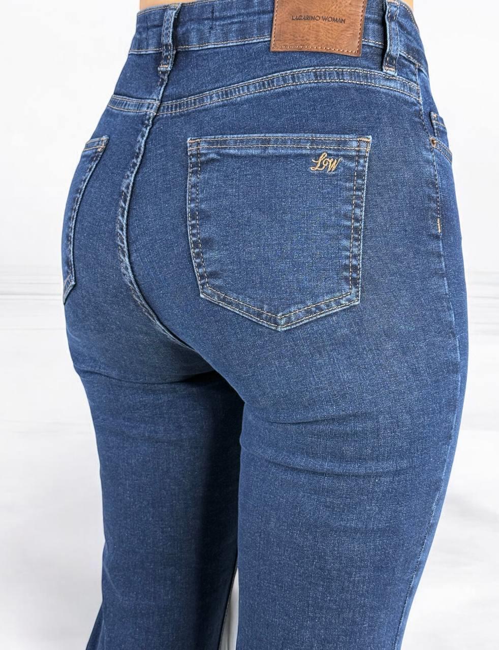 Pantalon Jean Femei Talie Înaltă Cărări Spaniole Albastru Închis
