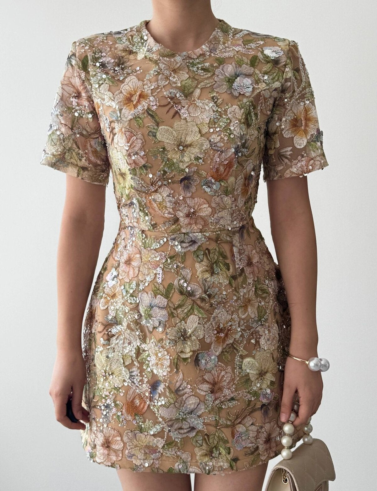 Flowes Rochie cu Detalii din Pietre de Cristal