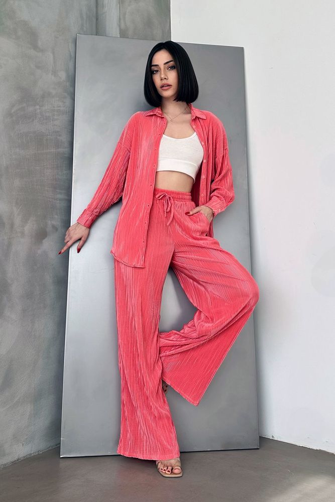 Topshow Fuchsia Pleated Wholesale Trousers