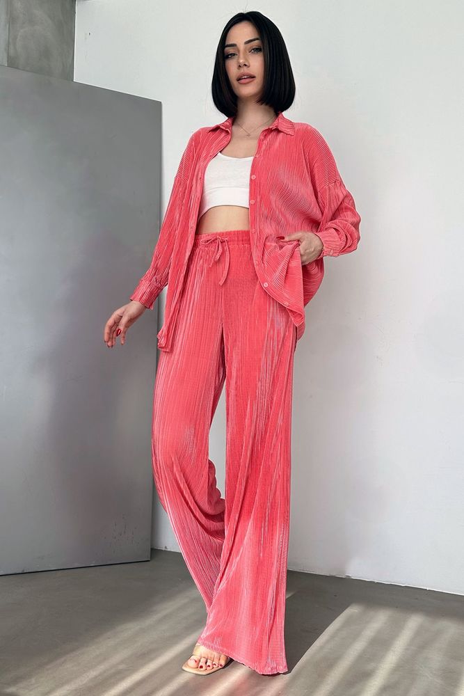 Topshow Fuchsia Pleated Wholesale Trousers
