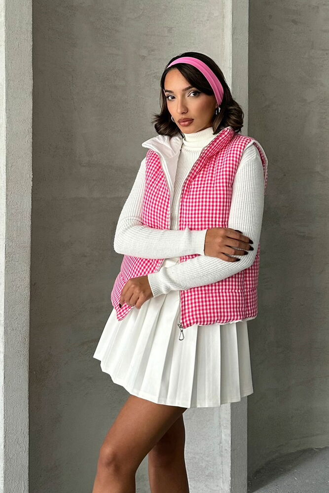 Vestă gonflabilă en-gros cu umplutură din fibră, model Pitikale - fuchsia