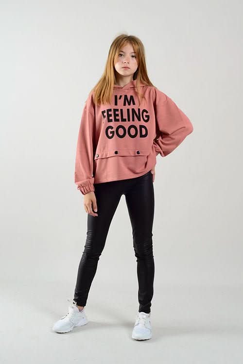 Genç Unisex Kapüşonlu Önden Baskılı Sweatshirt | 9–15 Yaş | RG Brand | RG3261 - PEMBE