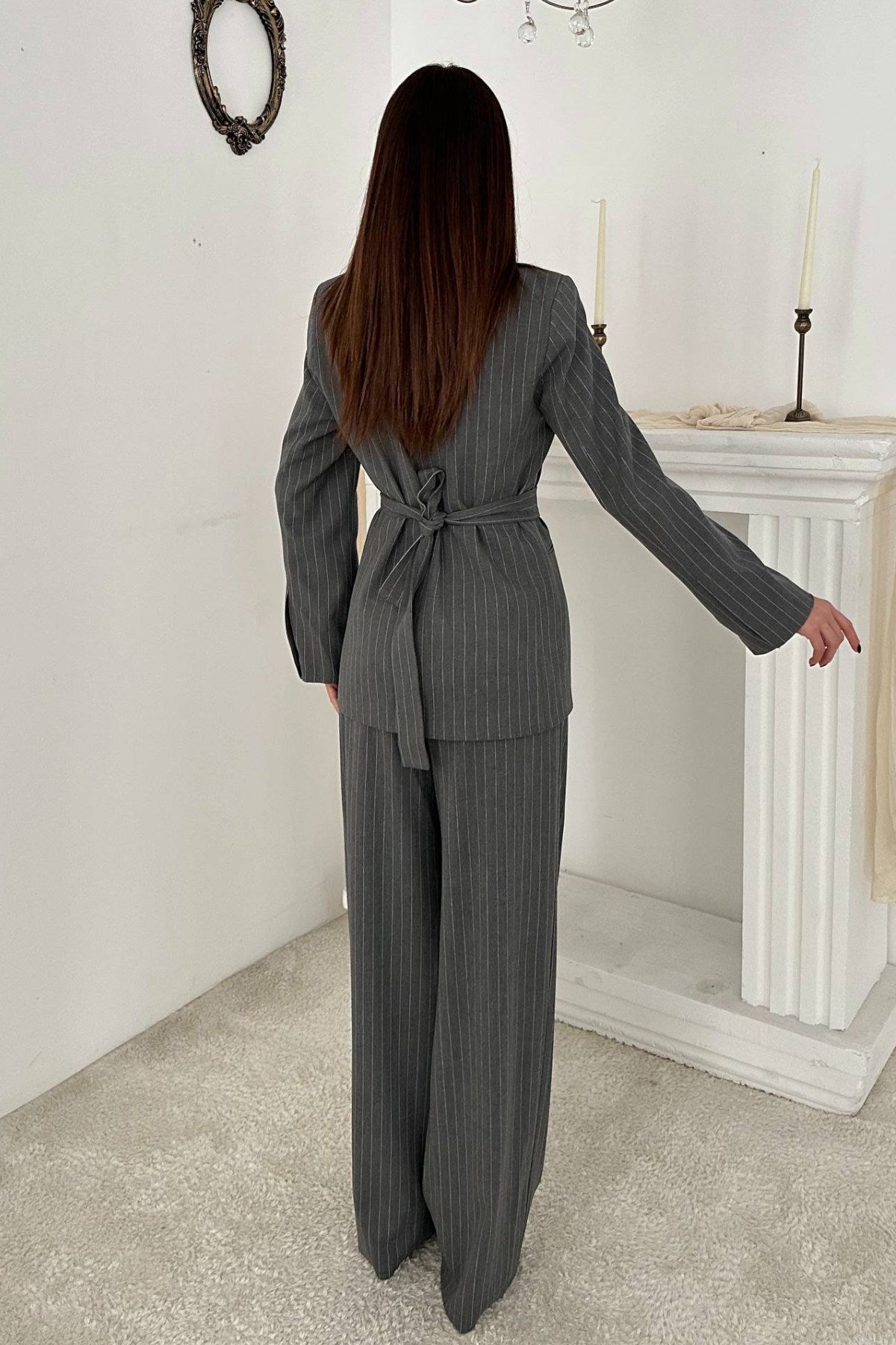 Gri Blazer Ceket Pantolon Takım