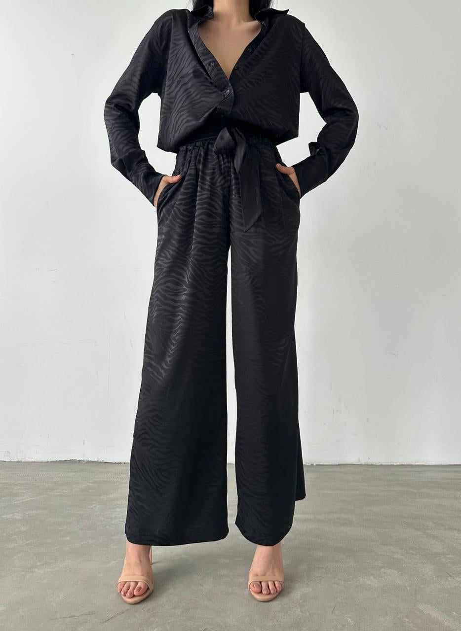 Set dublu satin cămașă și pantalon