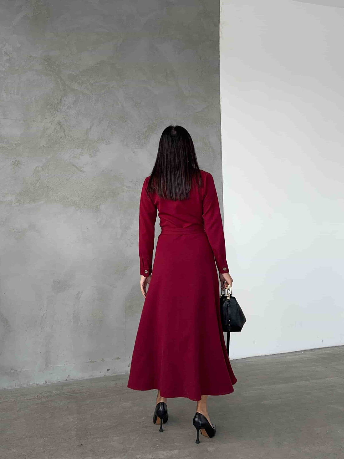 Rochie tip cămașă - Burgundy