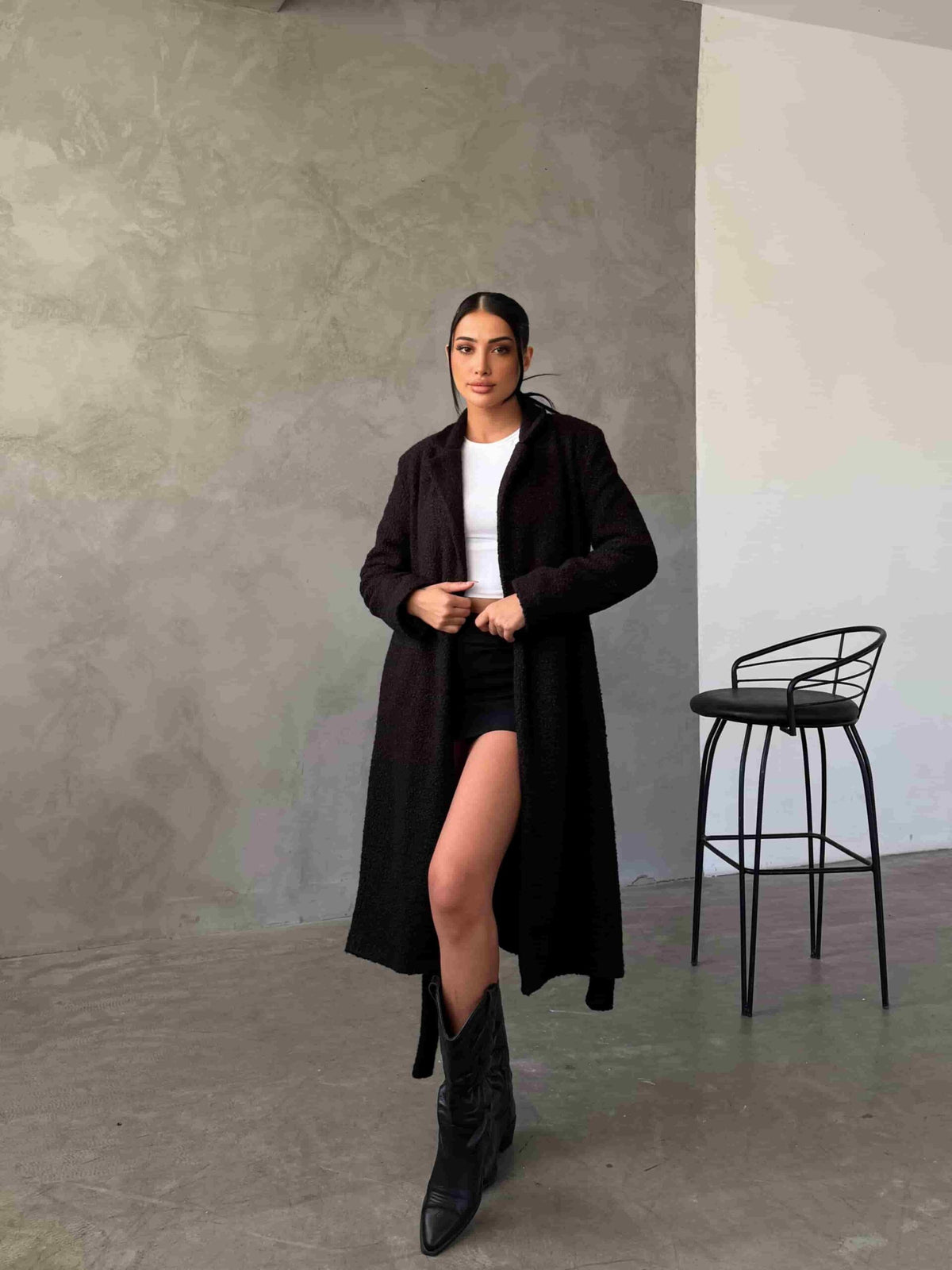 Palton din crep - Negru