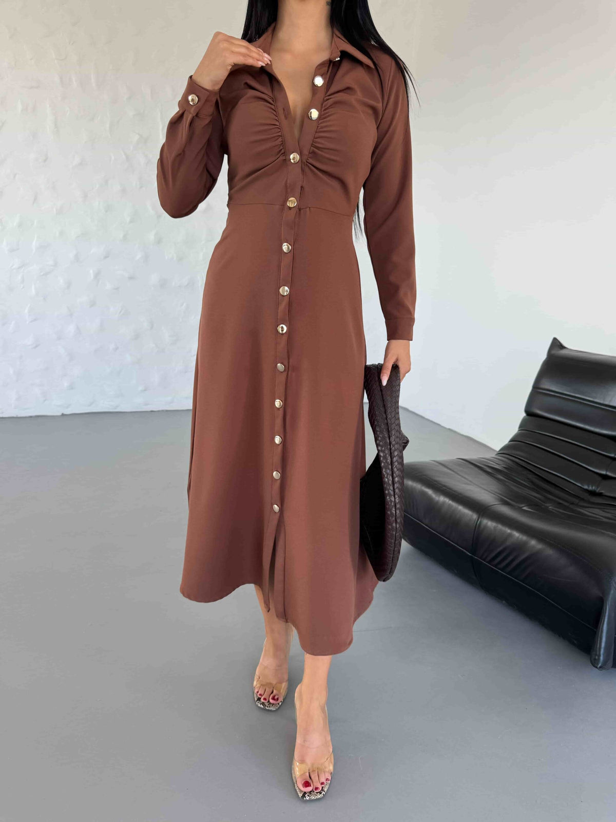 Shirt Dress - Brown