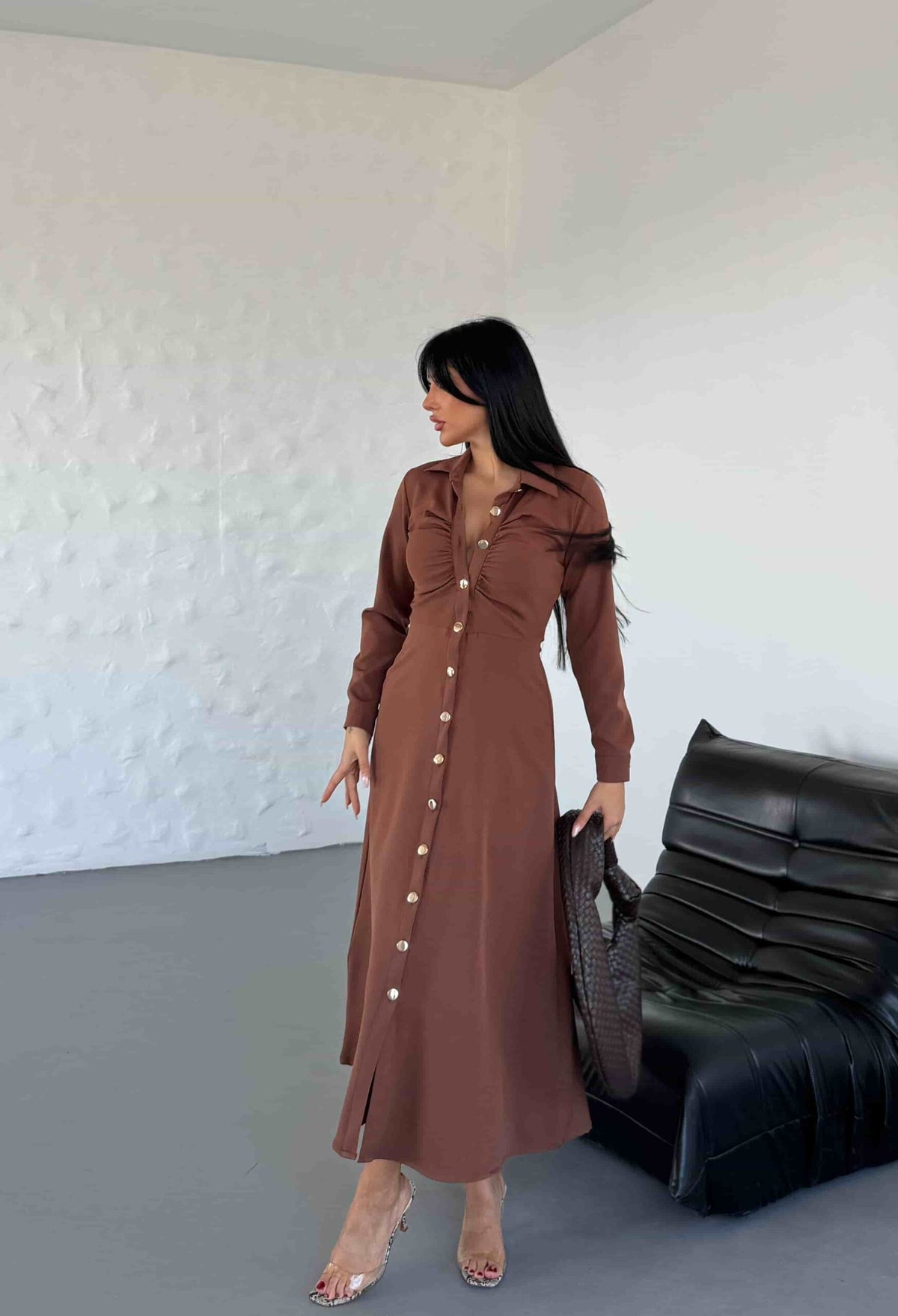 Shirt Dress - Brown