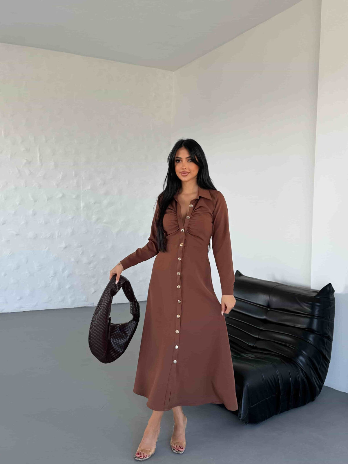 Shirt Dress - Brown