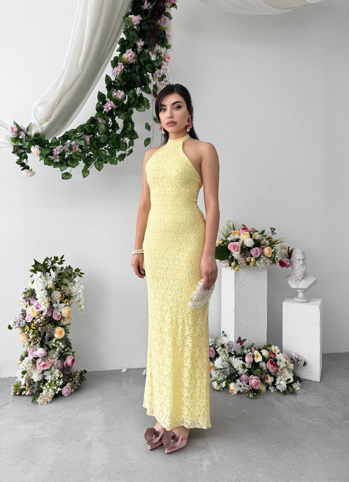 Rochie Midi Jons cu șnur la gât
