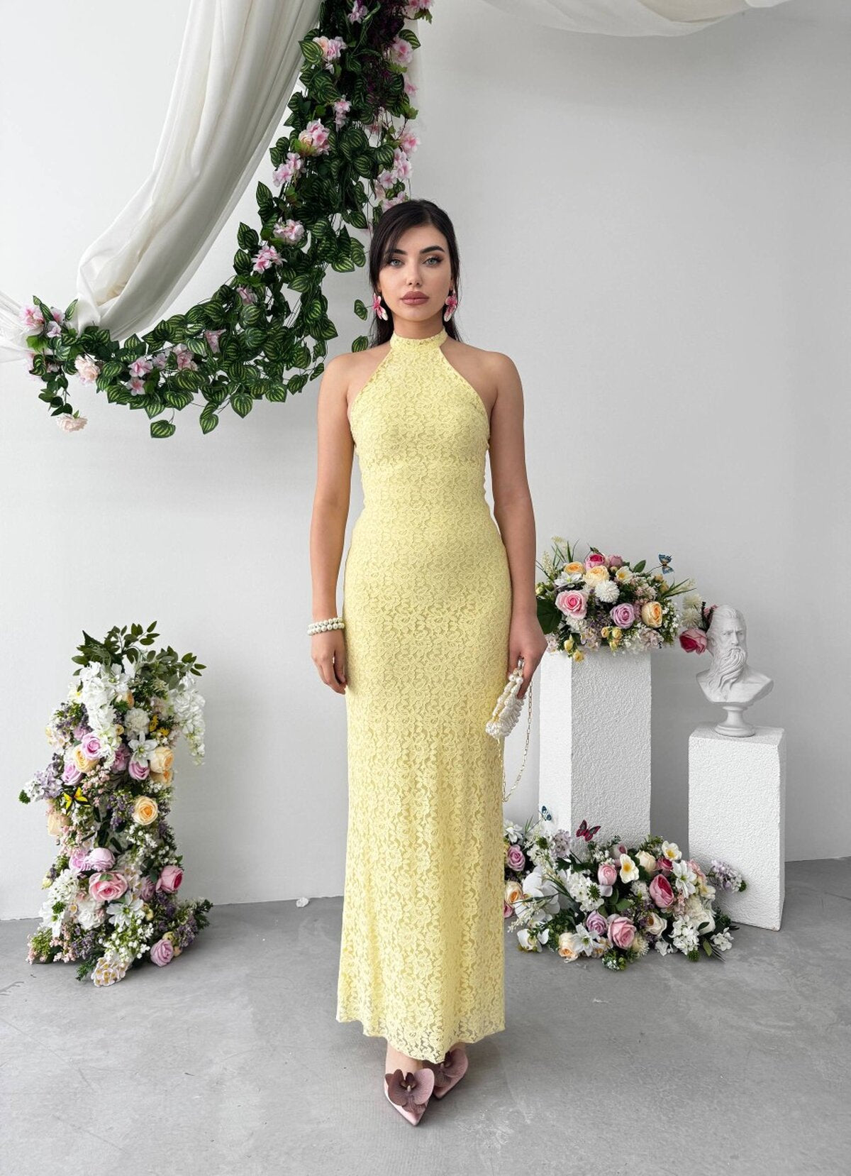Rochie Midi Jons cu șnur la gât