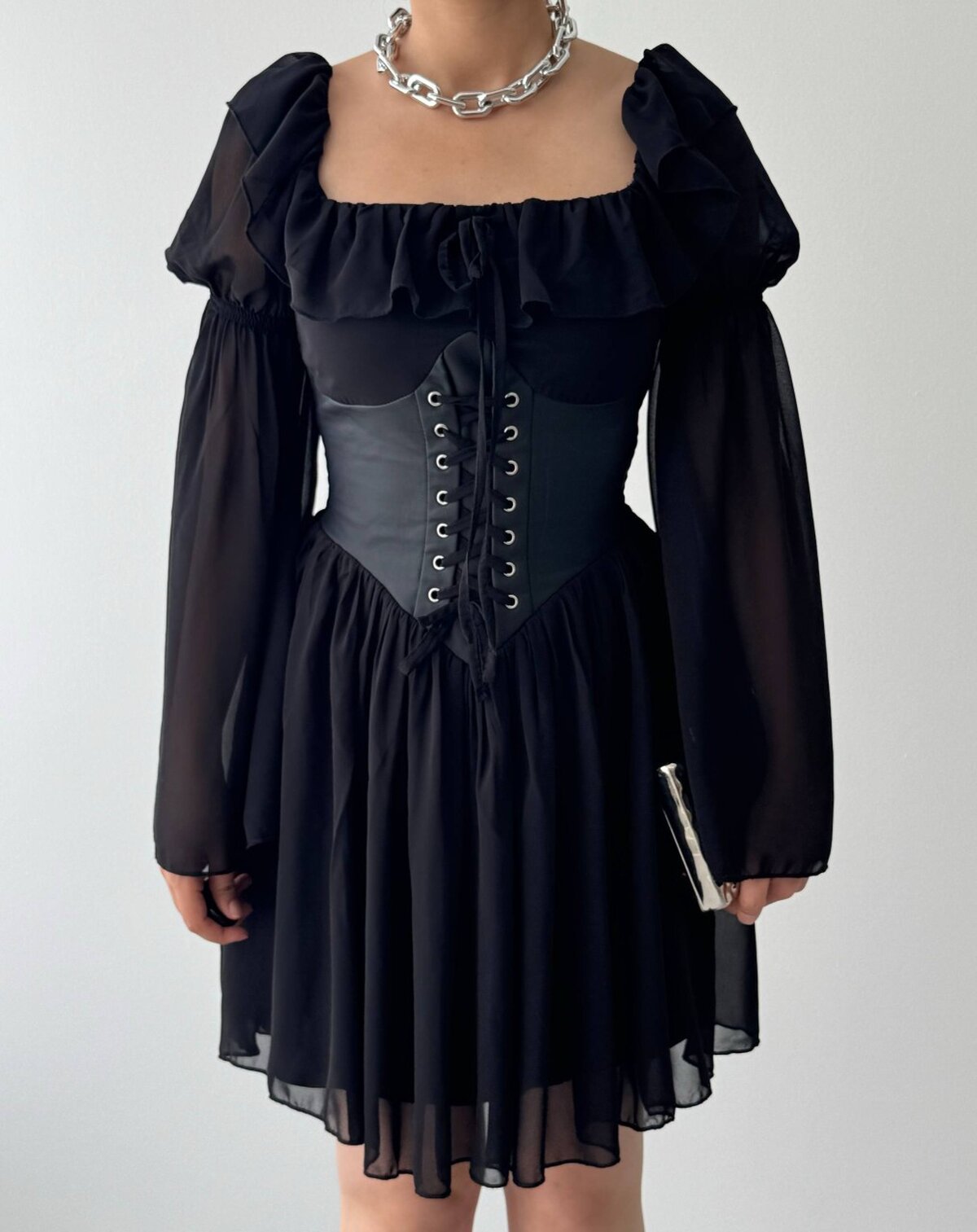 Rochie Joy cu detalii din corset din piele