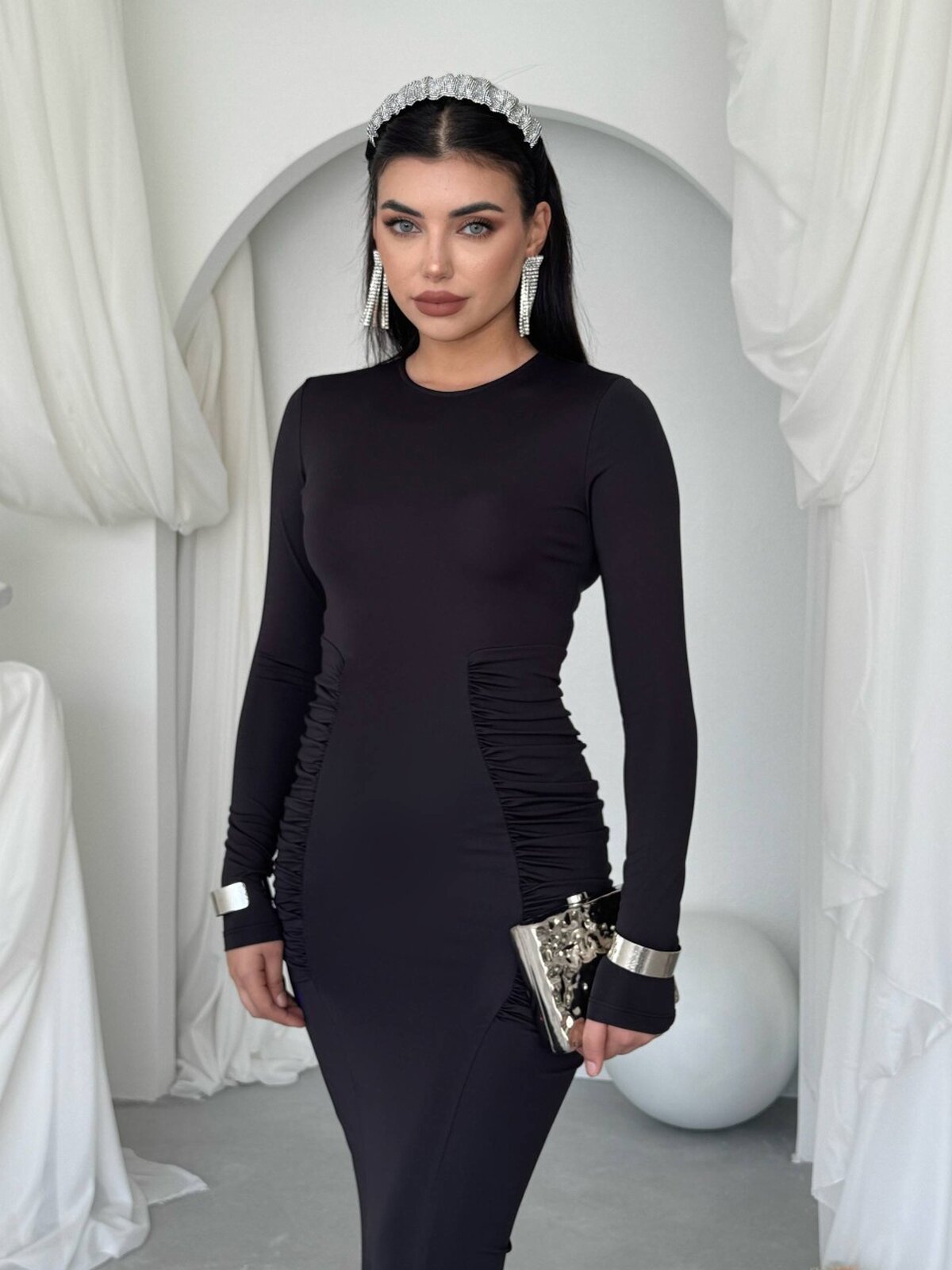 June Büzgü Detaylı Elbise