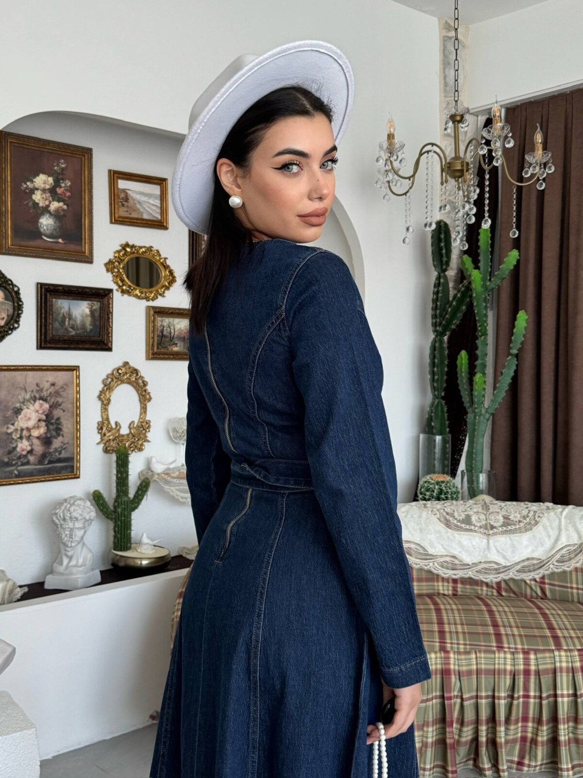 Junsa Rochie Denim cu Detalii la Brâu