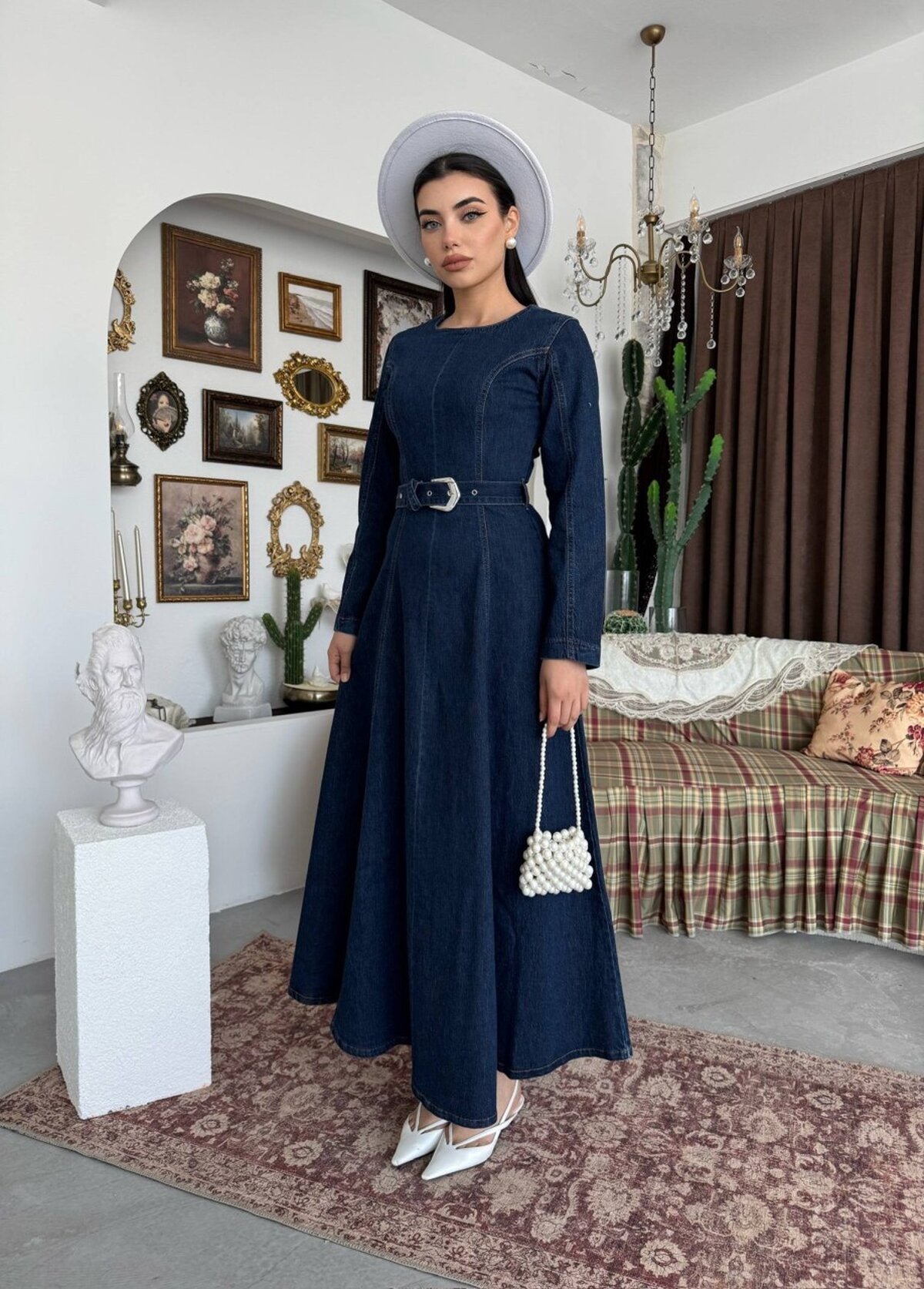 Junsa Rochie Denim cu Detalii la Brâu