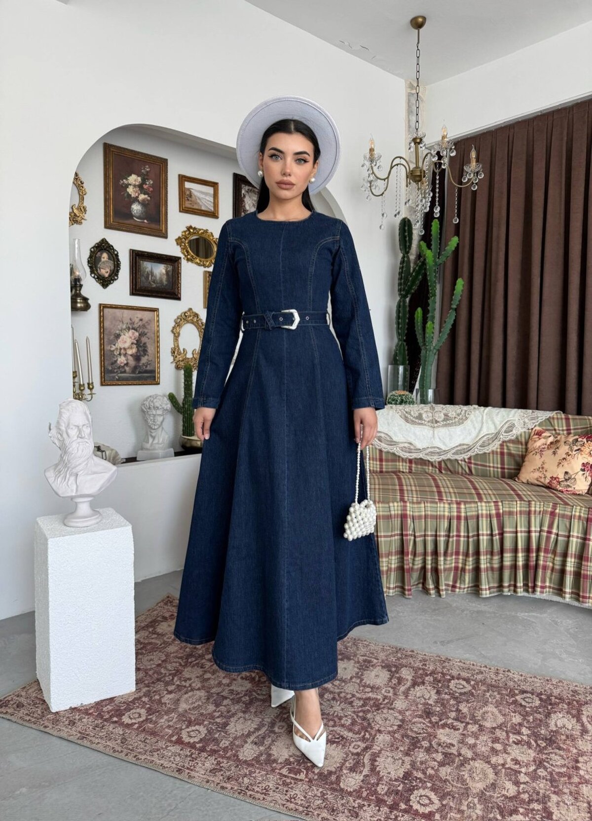 Junsa Rochie Denim cu Detalii la Brâu