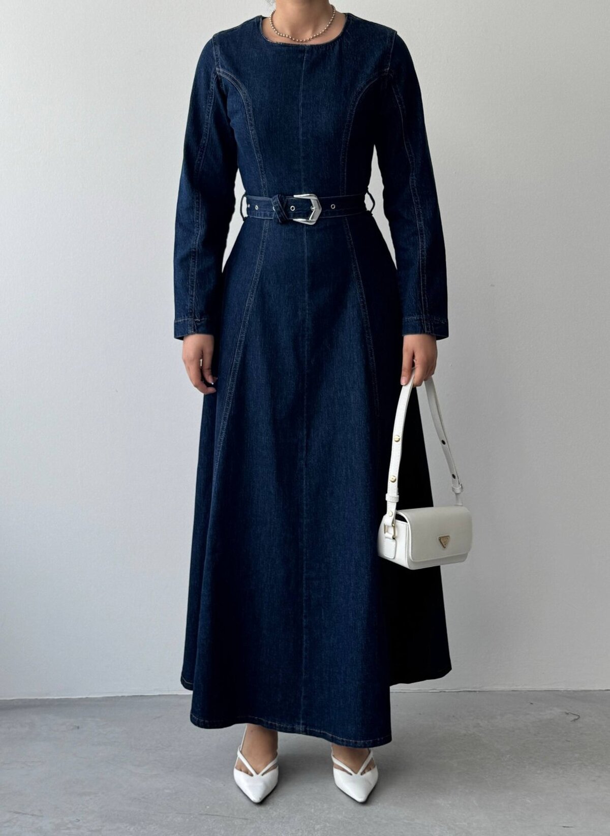 Junsa Rochie Denim cu Detalii la Brâu