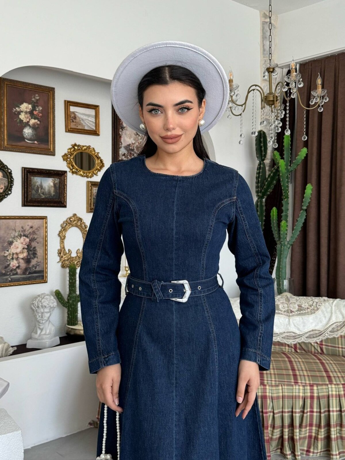 Junsa Rochie Denim cu Detalii la Brâu