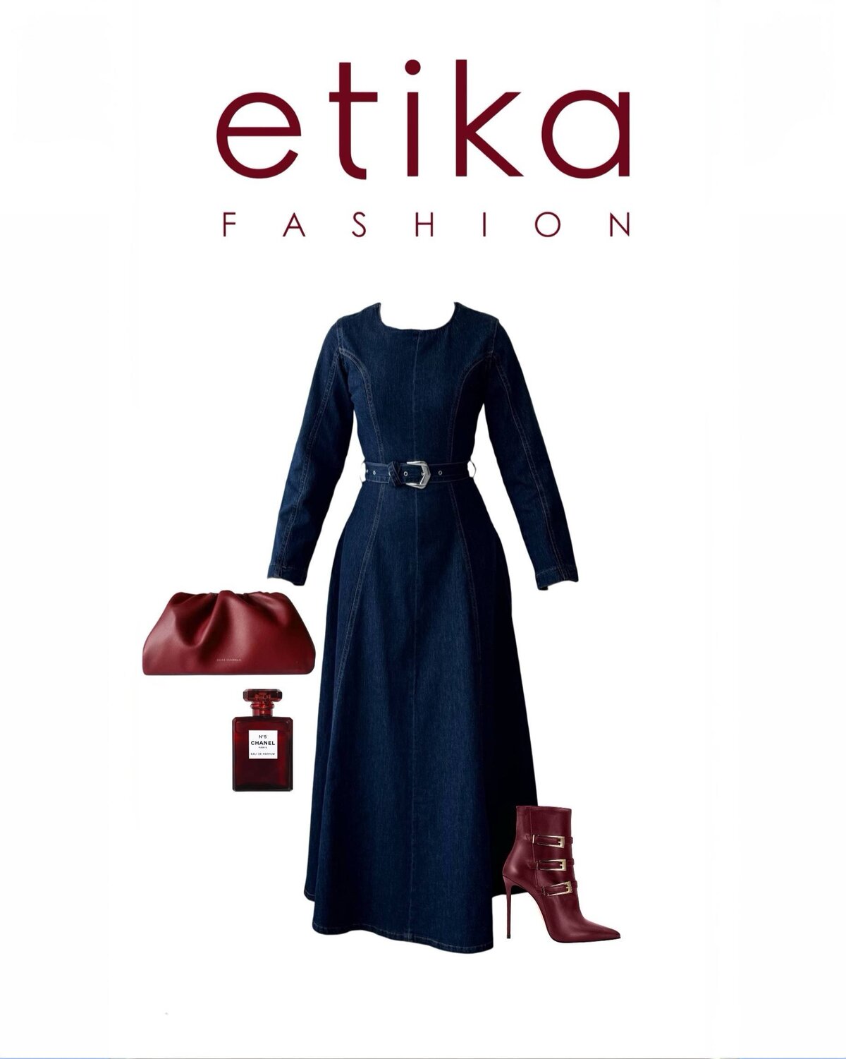 Junsa Rochie Denim cu Detalii la Brâu