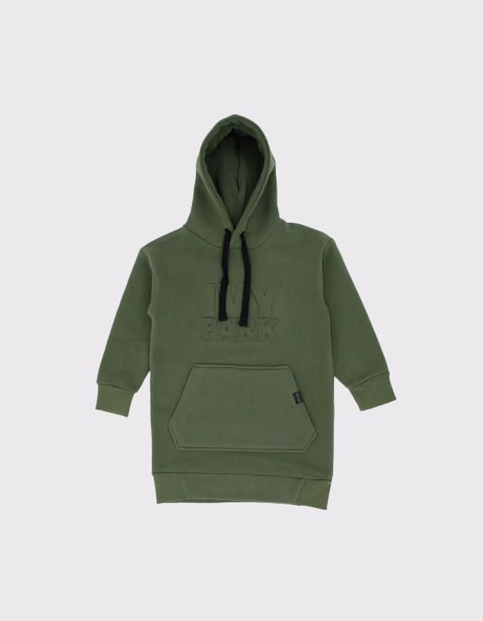 Çocuk Kabartmalı Baskı Detaylı Kapüşonlu Sweat Elbise | 3–9 Yaş | RG Brand | RG1422 - SİYAH