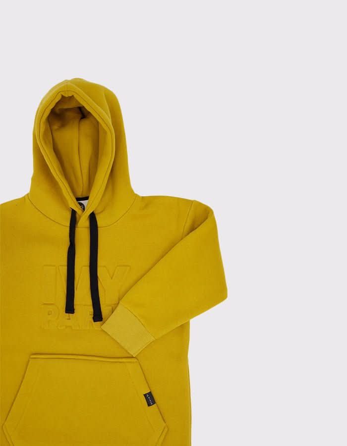Çocuk Kabartmalı Baskı Detaylı Kapüşonlu Sweat Elbise | 3–9 Yaş | RG Brand | RG1422 - SİYAH