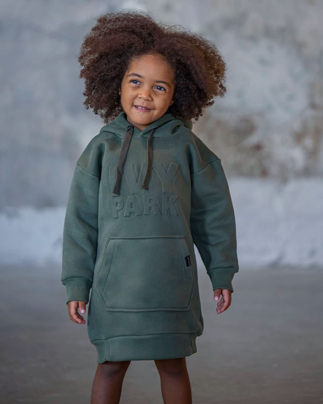 Çocuk Kabartmalı Baskı Detaylı Kapüşonlu Sweat Elbise | 3–9 Yaş | RG Brand | RG1422 - SİYAH