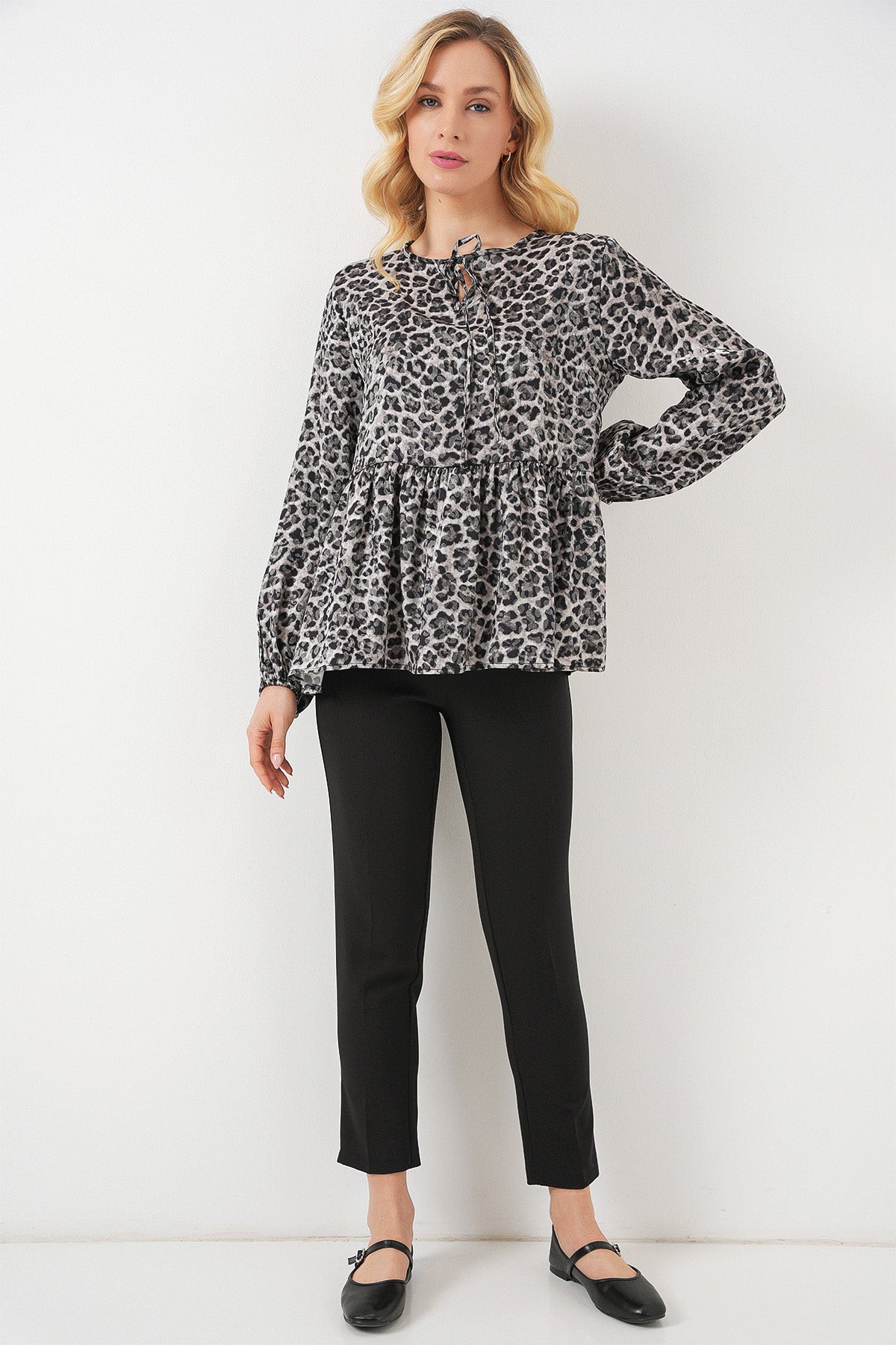 Bluza Decorativă cu Mâneci Lungi 970 - Antracit