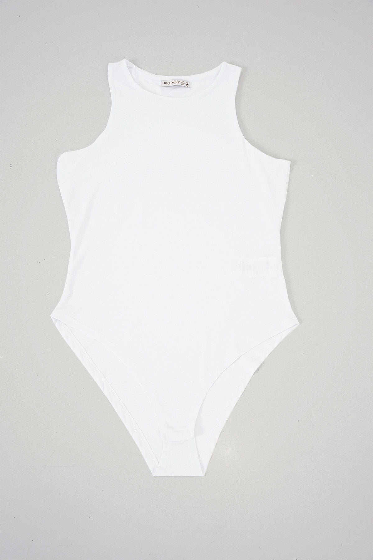Kadın Halter Yaka Çıtçıtlı Body 972 - Beyaz