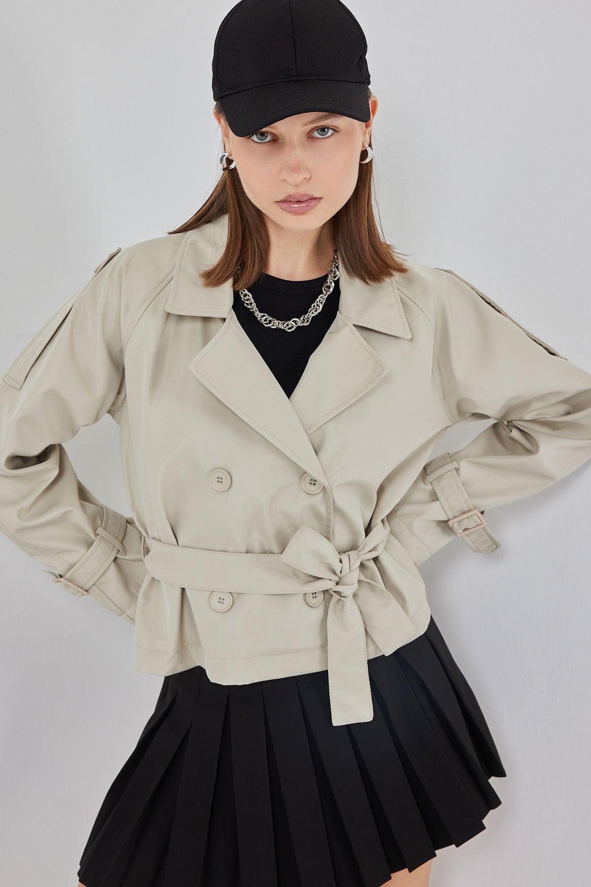 Trenci Scurt cu Curea 5970 - Bej