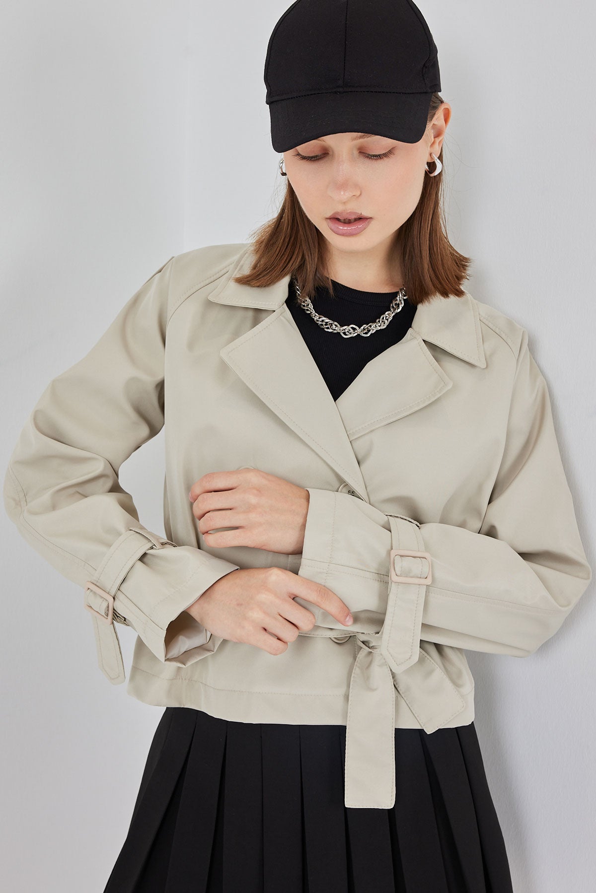Trenci Scurt cu Curea 5970 - Bej