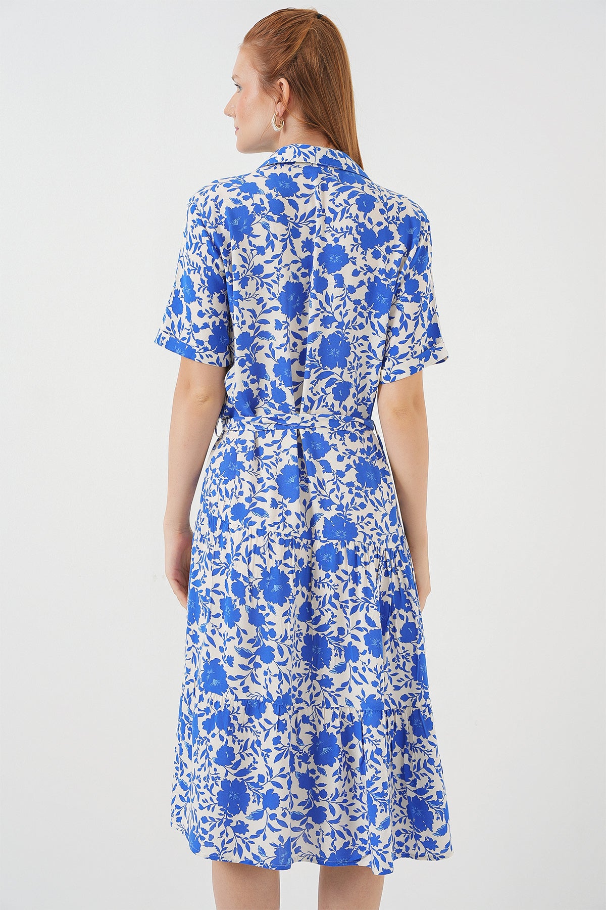 Rochie Cu Model Și Mâneci Scurte Damă 2560 - Albastru Sax