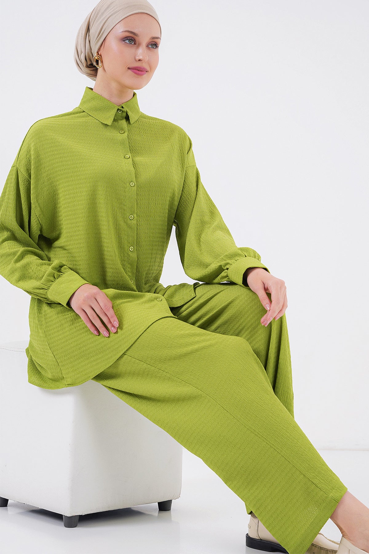 Set tricotat de modestie 6711 - Verde deschis