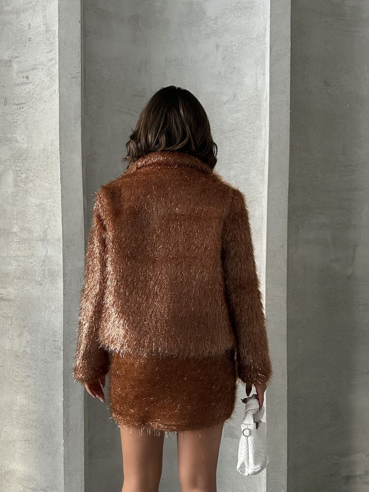 Wholesale Fringed Sequin Jacket - Coffee