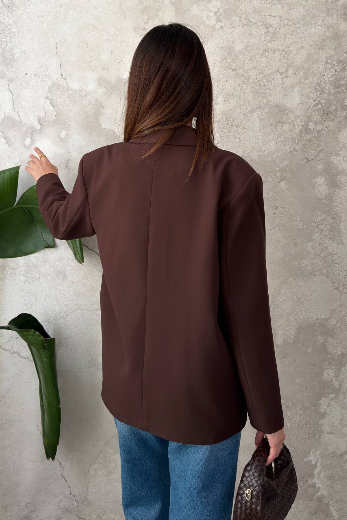 Kahverengi 2 Düğmeli Blazer Ceket