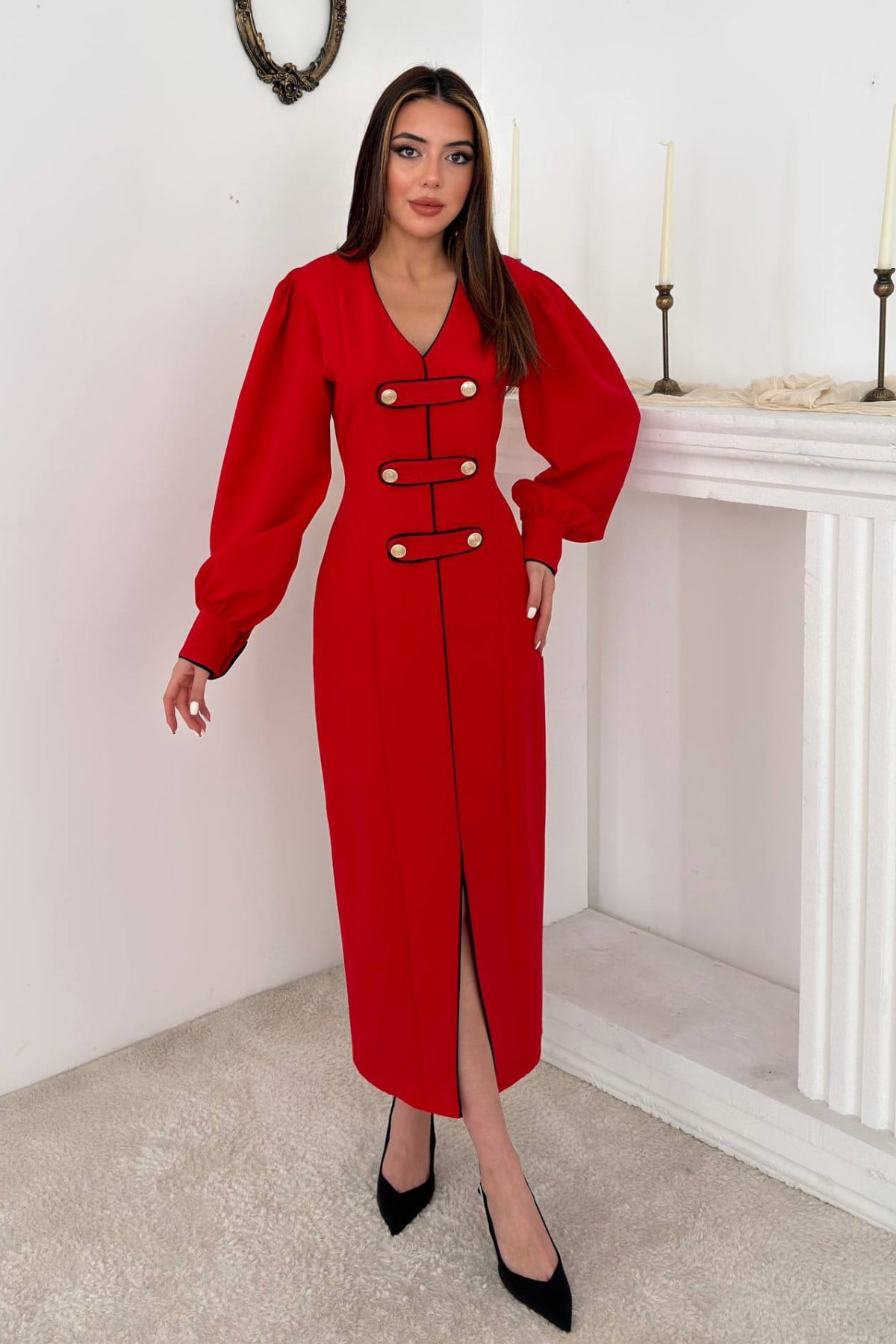 Rochie roșie din satin