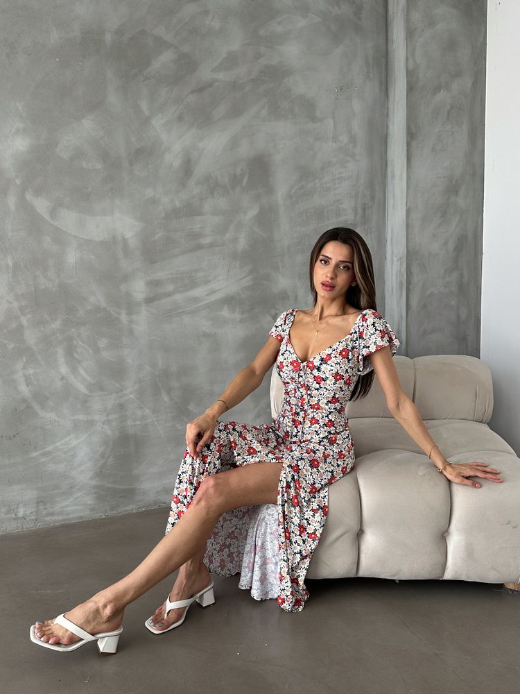 Topshow Red Floral Print Wholesale Dress