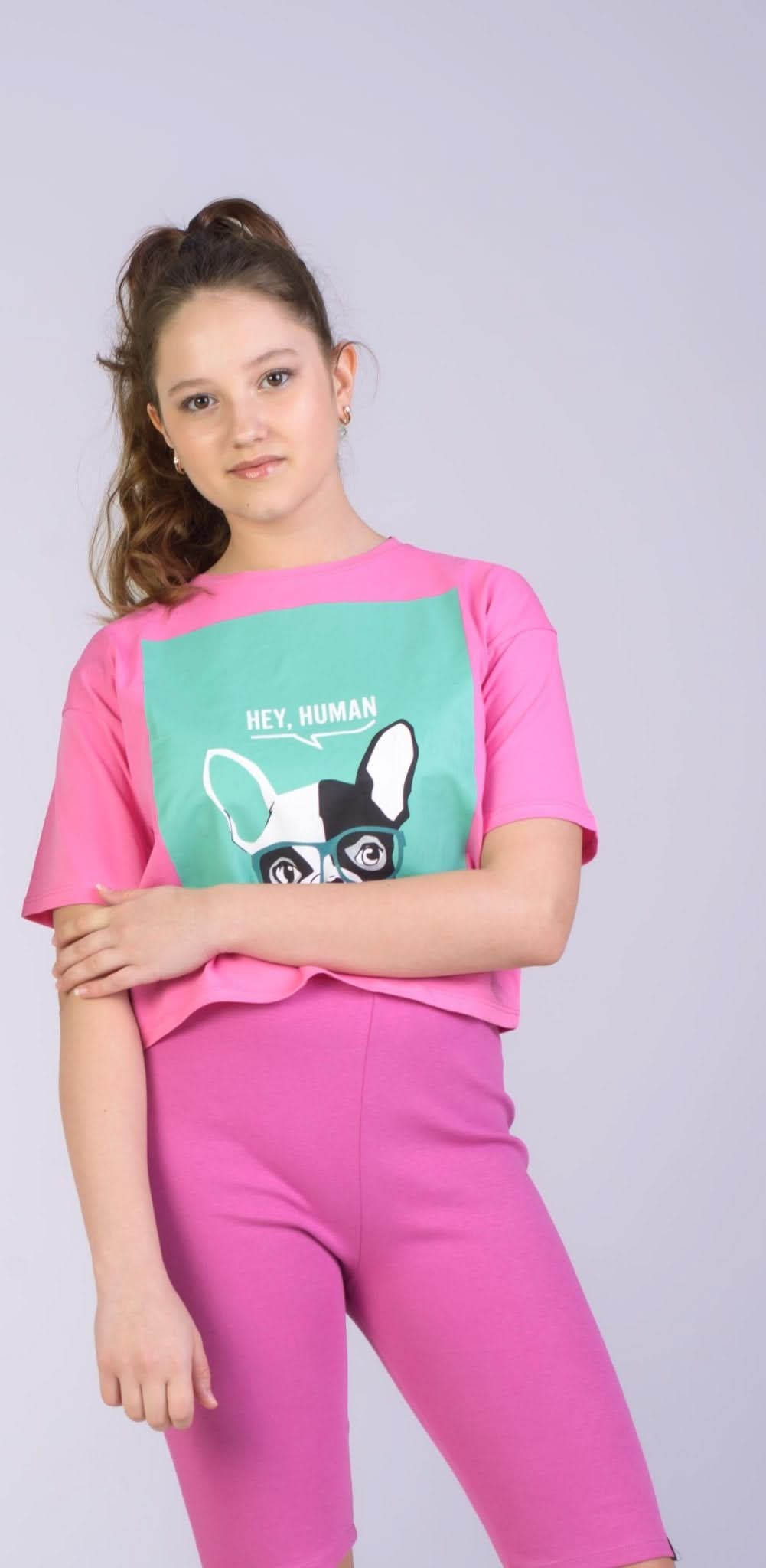 Kız Çocuk Baskılı Üst ve Alt Takım | 9–15 Yaş | RG Brand | RG3272 - FUŞYA