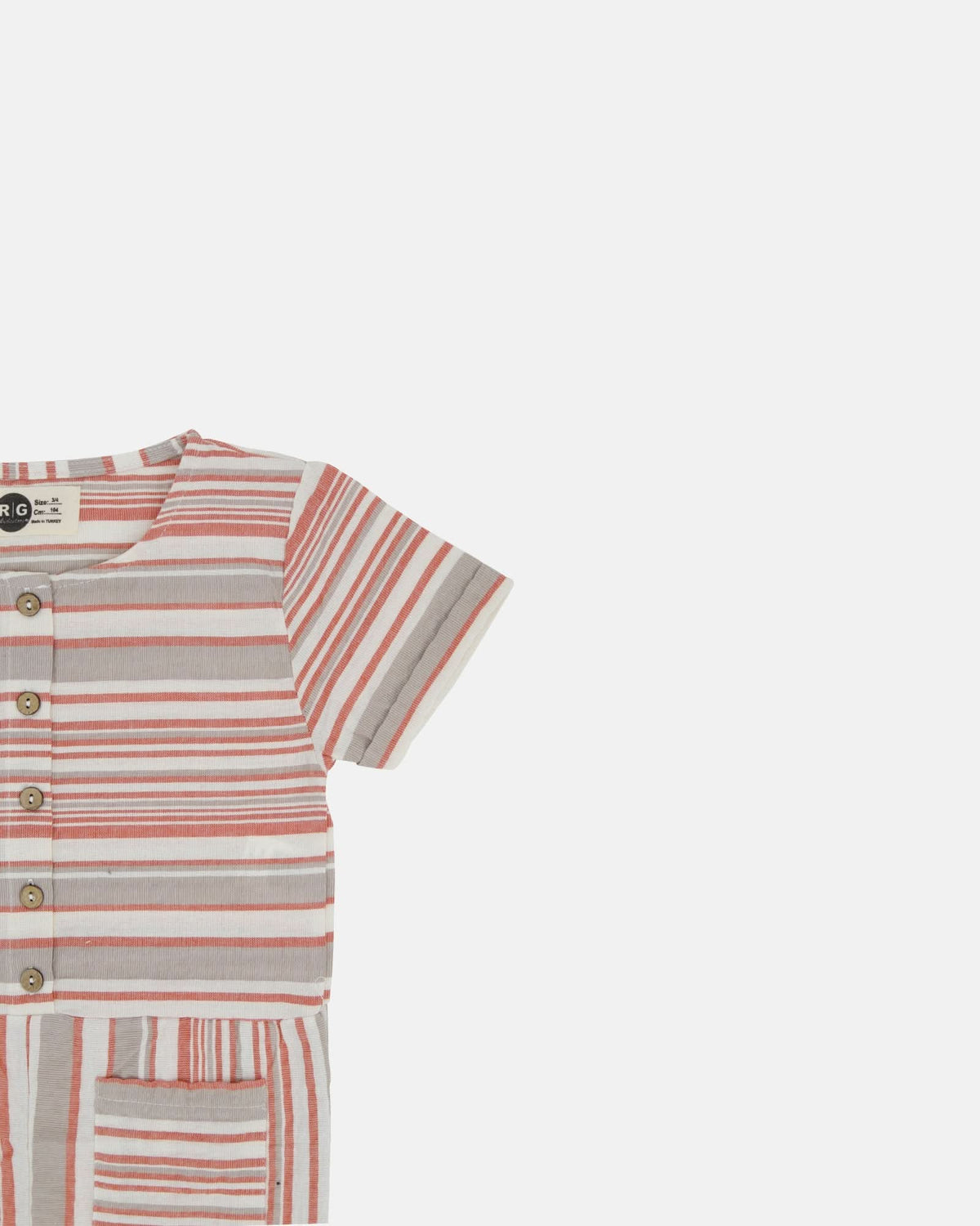 Kız Çocuk Çizgili Keten Karışımlı Tulum | 3–9 Yaş | Doğal ve Hafif | RG Brand | RG1299 - PEMBE
