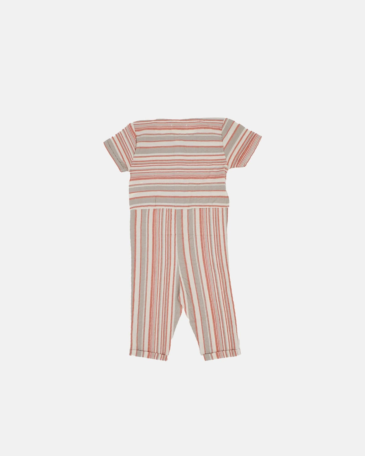 Kız Çocuk Çizgili Keten Karışımlı Tulum | 3–9 Yaş | Doğal ve Hafif | RG Brand | RG1299 - PEMBE