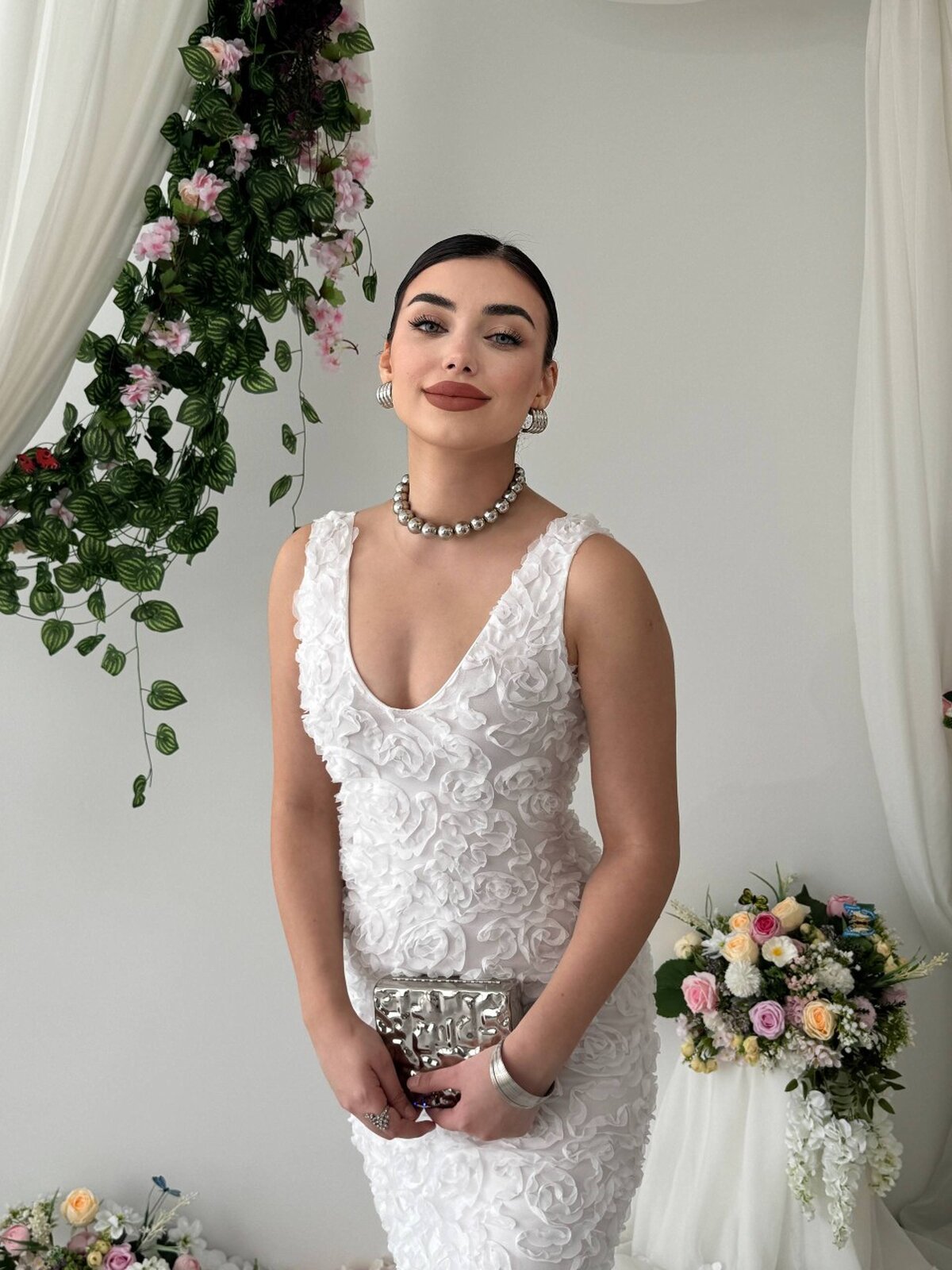 Kren Gül Detaylı Elbise