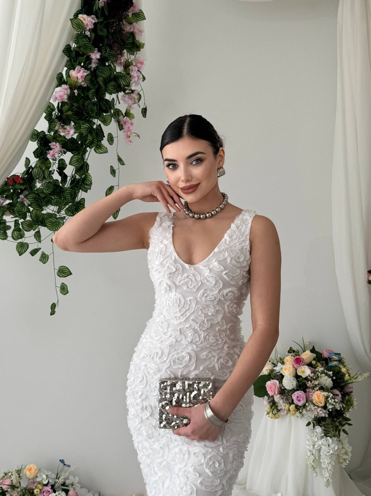 Kren Gül Detaylı Elbise