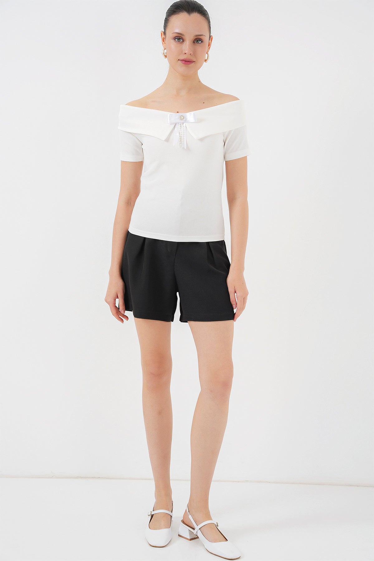 Bluza tricotata cu banda 949 - Alb