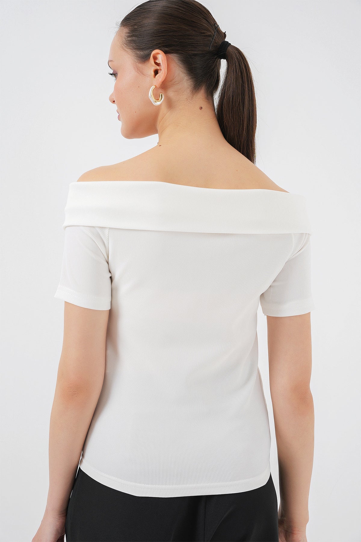 Bluza tricotata cu banda 949 - Alb
