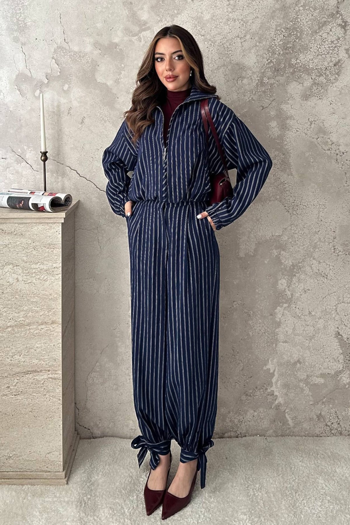 Lacivert Çizgili İkili Takım