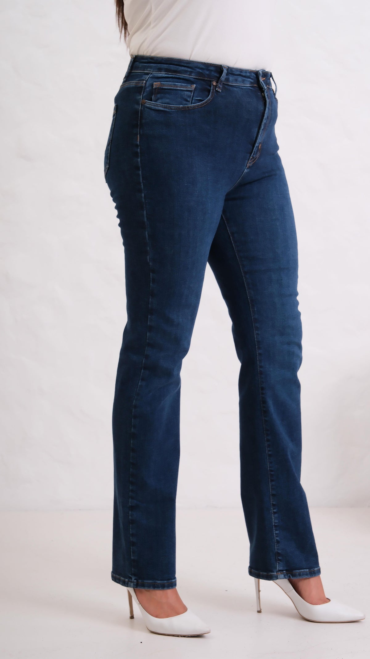 Yüksek Bel Boru Paça Battal Kesim Blue Jean Pantolon