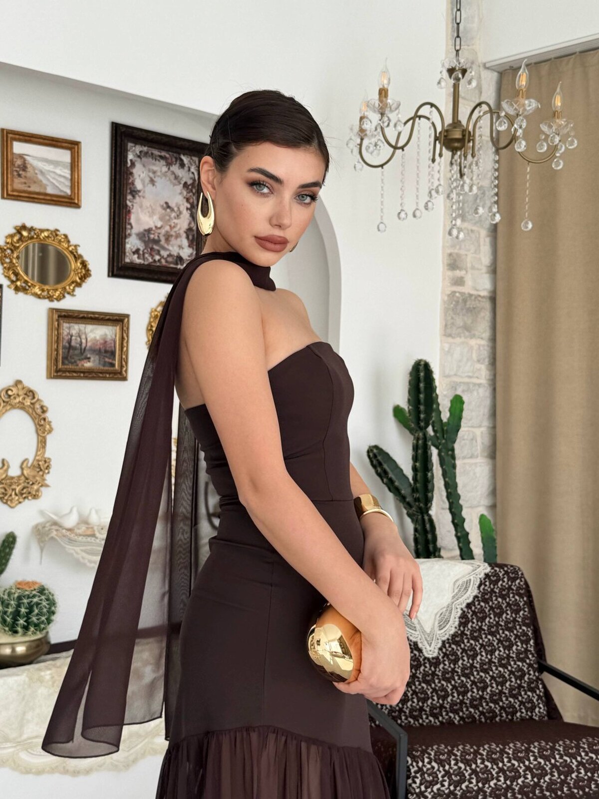 Manen Şal Detaylı Elbise