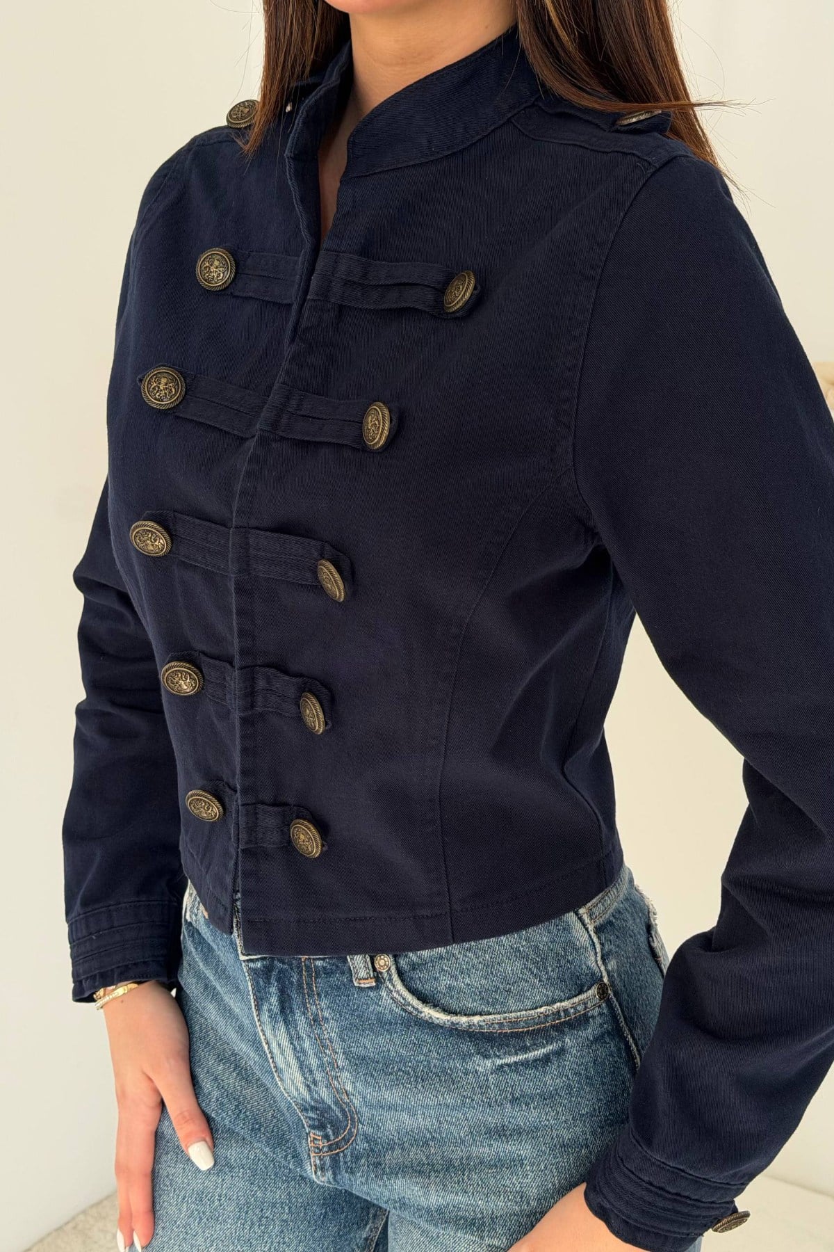 Blue Button Detail Jacket