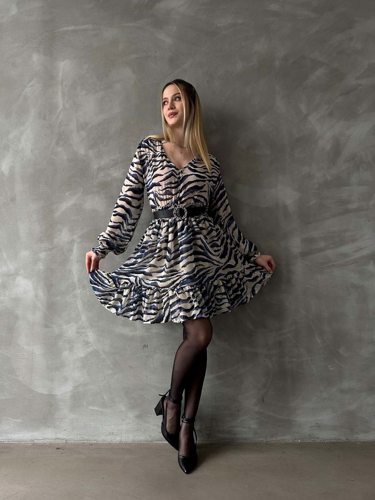 Rochie cu dungi leopard, en-gros - Albastră