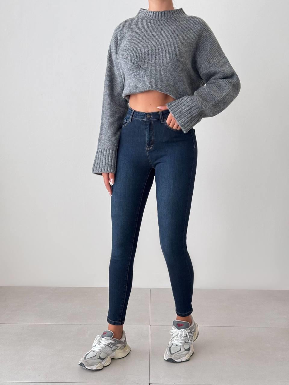 Pantaloni de damă tip țigară, evazați în talie, cu talie înaltă, nuanță Dark Blue
