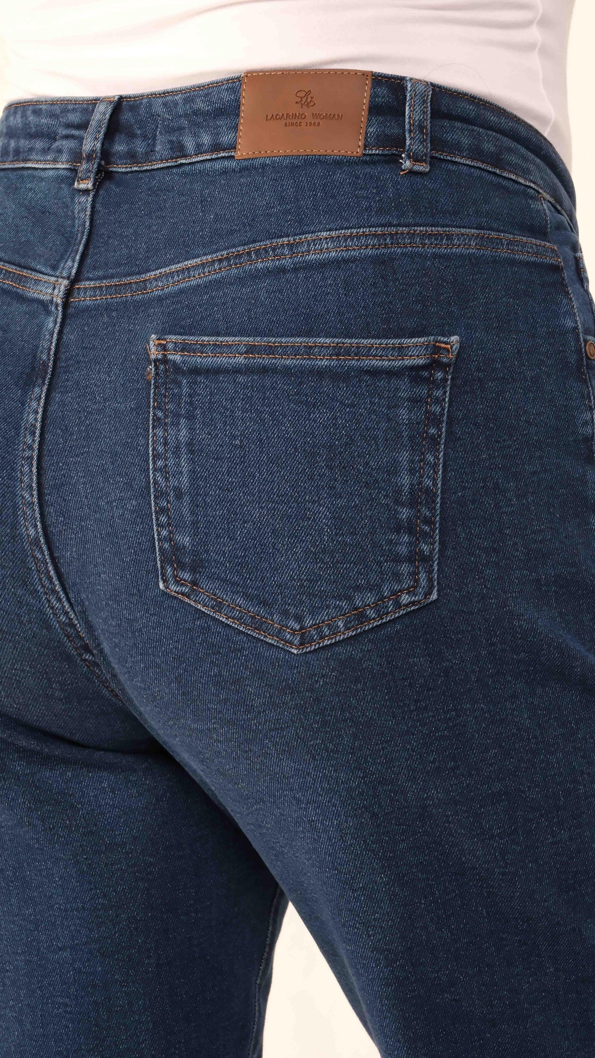 Pantaloni blugi Dark Blue cu talie înaltă, croială conică și măsură mare